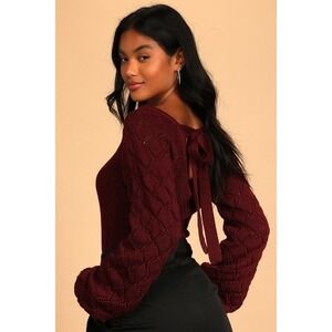 Picking Pumpkins Plum Purple Knit Tie-Back Sweater